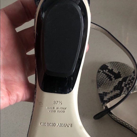 Giorgio Armani Snake Skin Black/White/Gray Ankle Strap Sandals - Picture 7 of 8